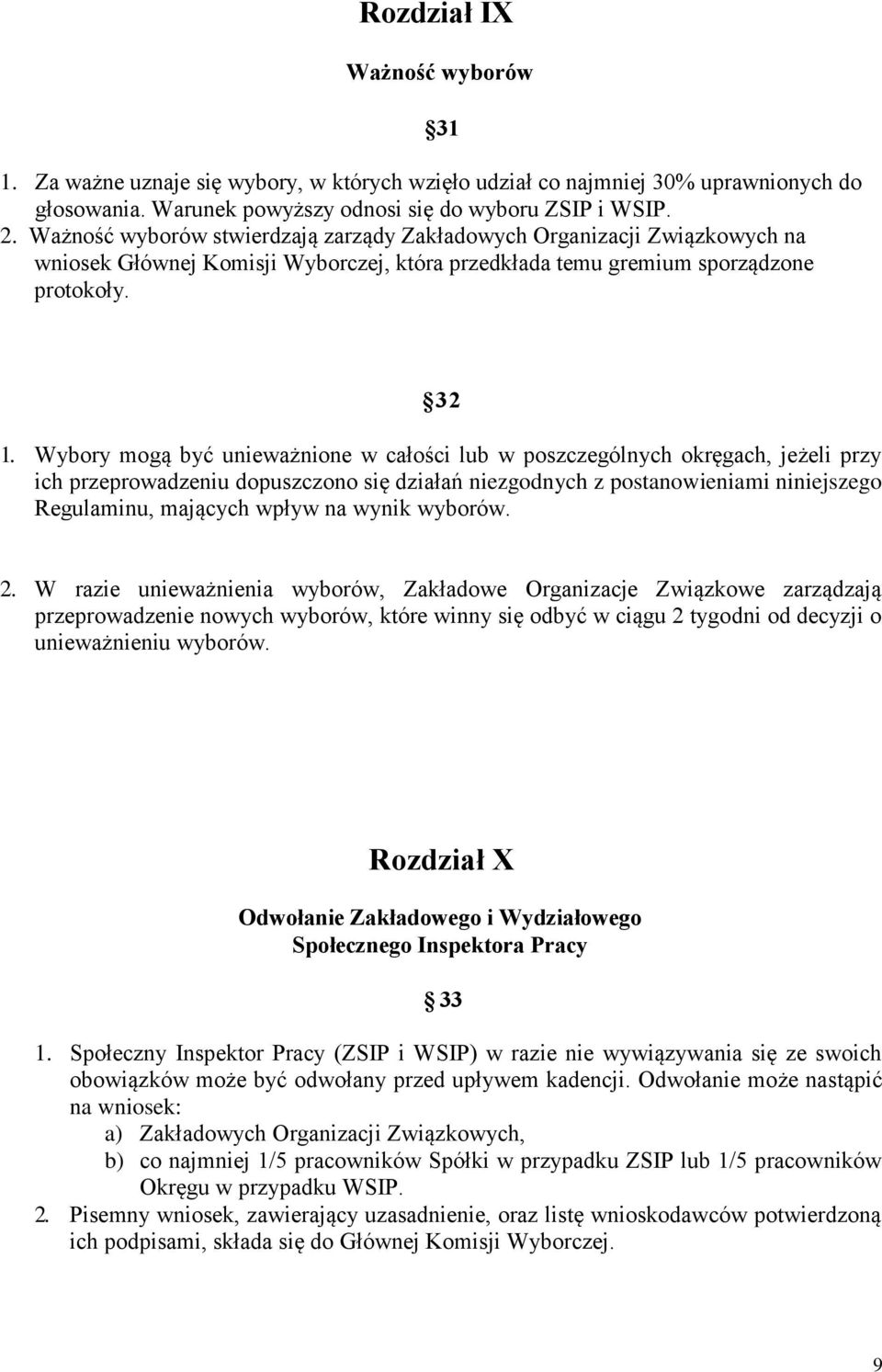 Wybory mogą być unieważnione w całości lub w poszczególnych okręgach, jeżeli przy ich przeprowadzeniu dopuszczono się działań niezgodnych z postanowieniami niniejszego Regulaminu, mających wpływ na