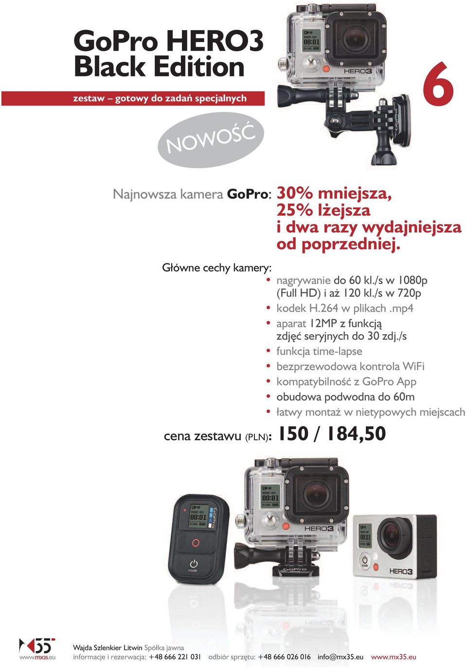 /s w 720p kodek H.264 w plikach.mp4 aparat 12MP z funkcjà zdj ç seryjnych do 30 zdj.