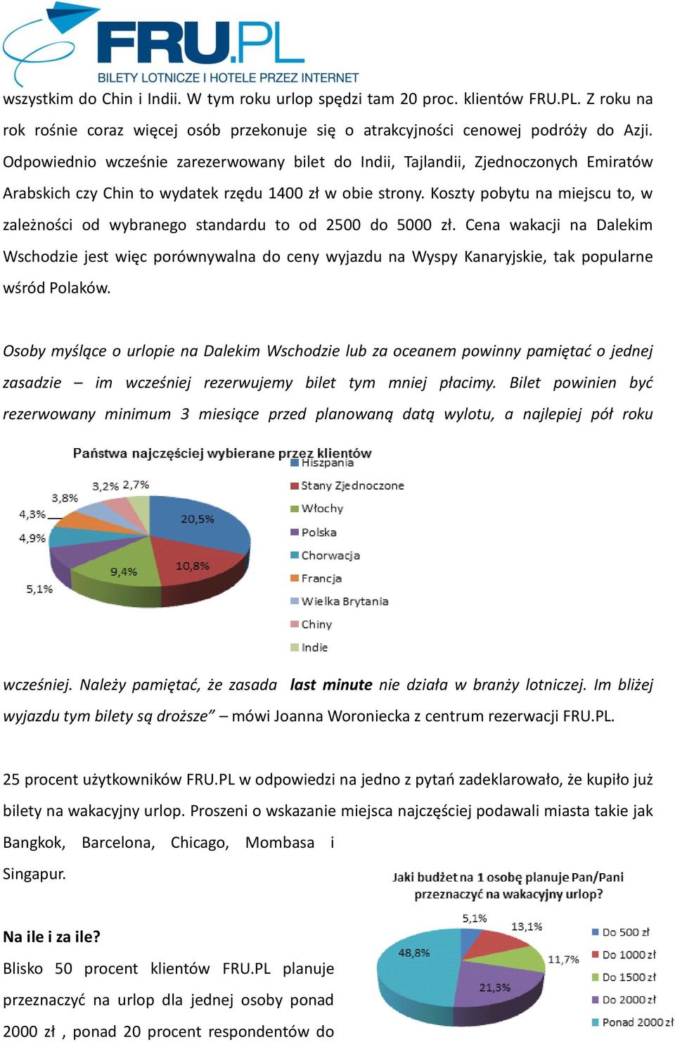 Koszty pobytu na miejscu to, w zależności od wybranego standardu to od 2500 do 5000 zł.