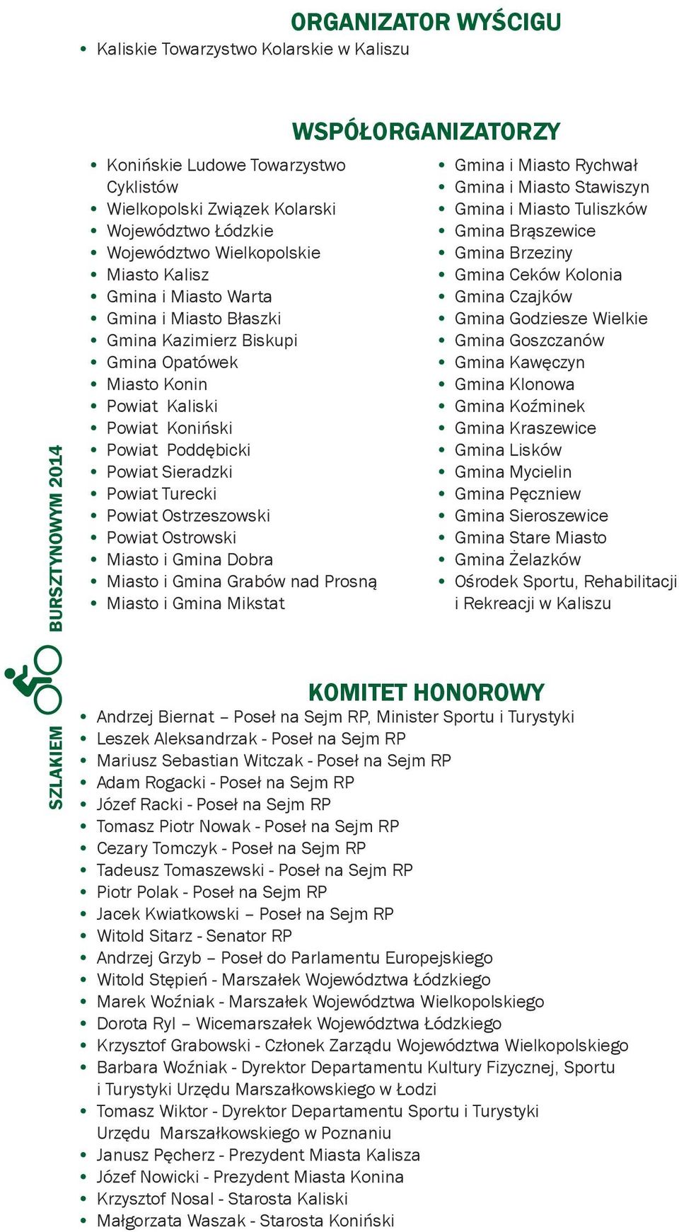 i Rychwał i Stawiszyn i Tuliszków Brąszewice Brzeziny Ceków Kolonia Czajków Godziesze Wielkie Goszczanów Kawęczyn Klonowa Koźminek Kraszewice Lisków Mycielin Pęczniew Sieroszewice Stare Żelazków