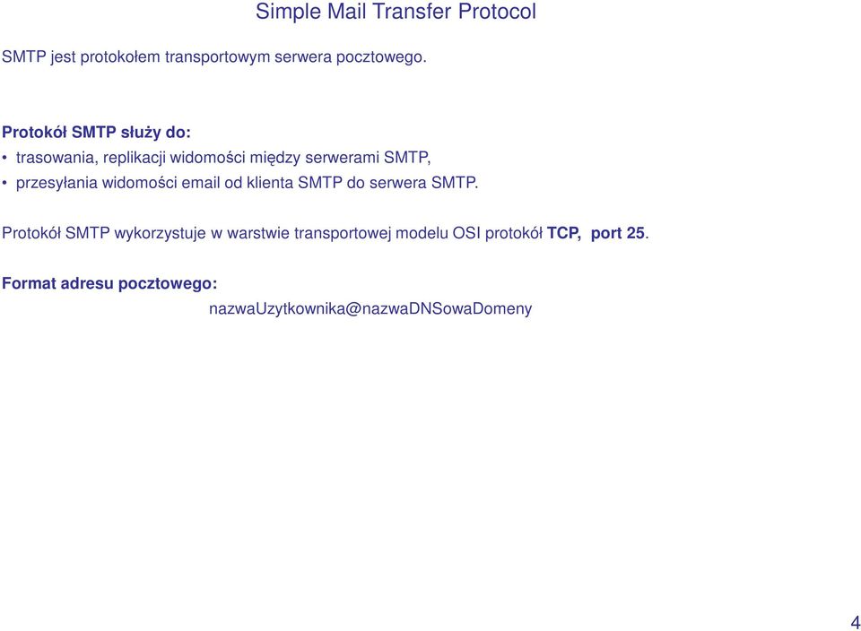 widomości email od klienta SMTP do serwera SMTP.