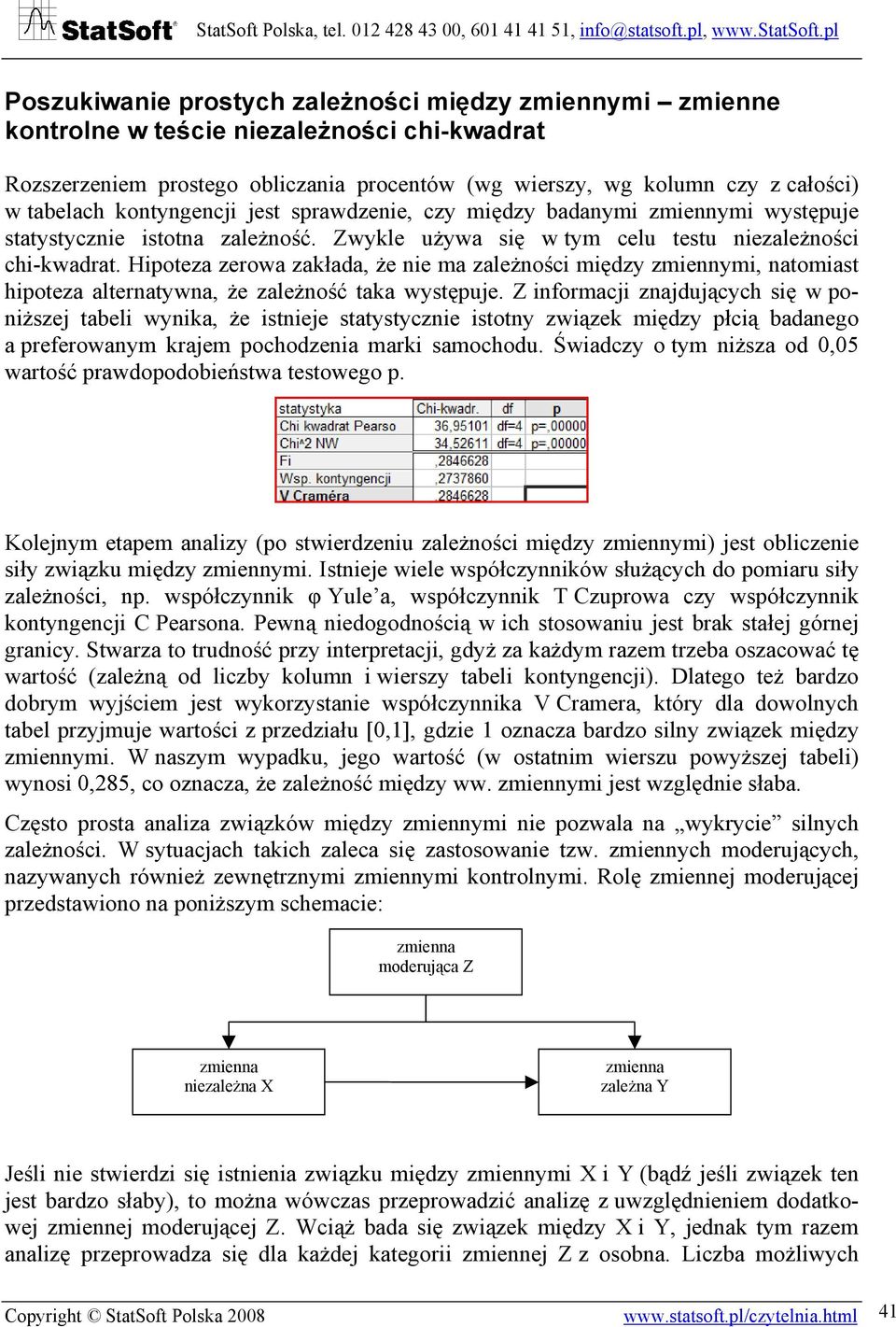 Hipoteza zerowa zakłada, że nie ma zależności między zmiennymi, natomiast hipoteza alternatywna, że zależność taka występuje.