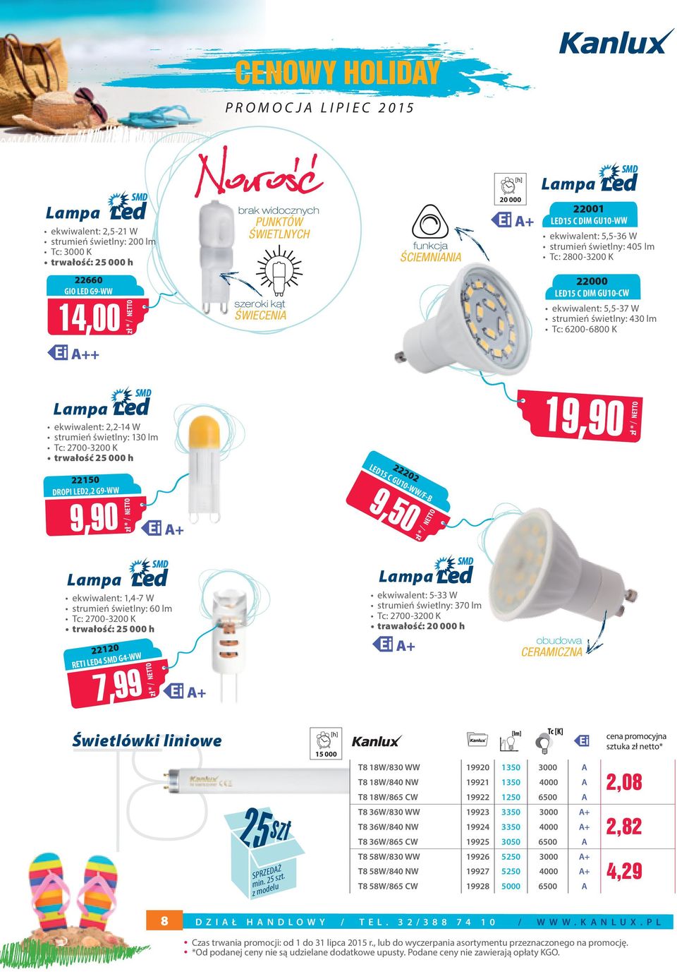 świetlny: 13 lm Tc: 27-32 K trwałość 25 h 2215 RPI 2,2 G9-WW 9,9 2222 15 C GU1-WWF- 19,9 9,5 Lampa 2212 RETI 4 G4-WW 7,99 ekwiwalent: 1,4-7 W strumień świetlny: 6 lm Tc: 27-32 K trwałość: 25 h Lampa