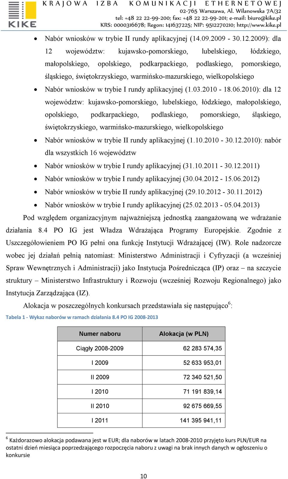 wielkopolskiego Nabór wniosków w trybie I rundy aplikacyjnej (1.03.2010-18.06.