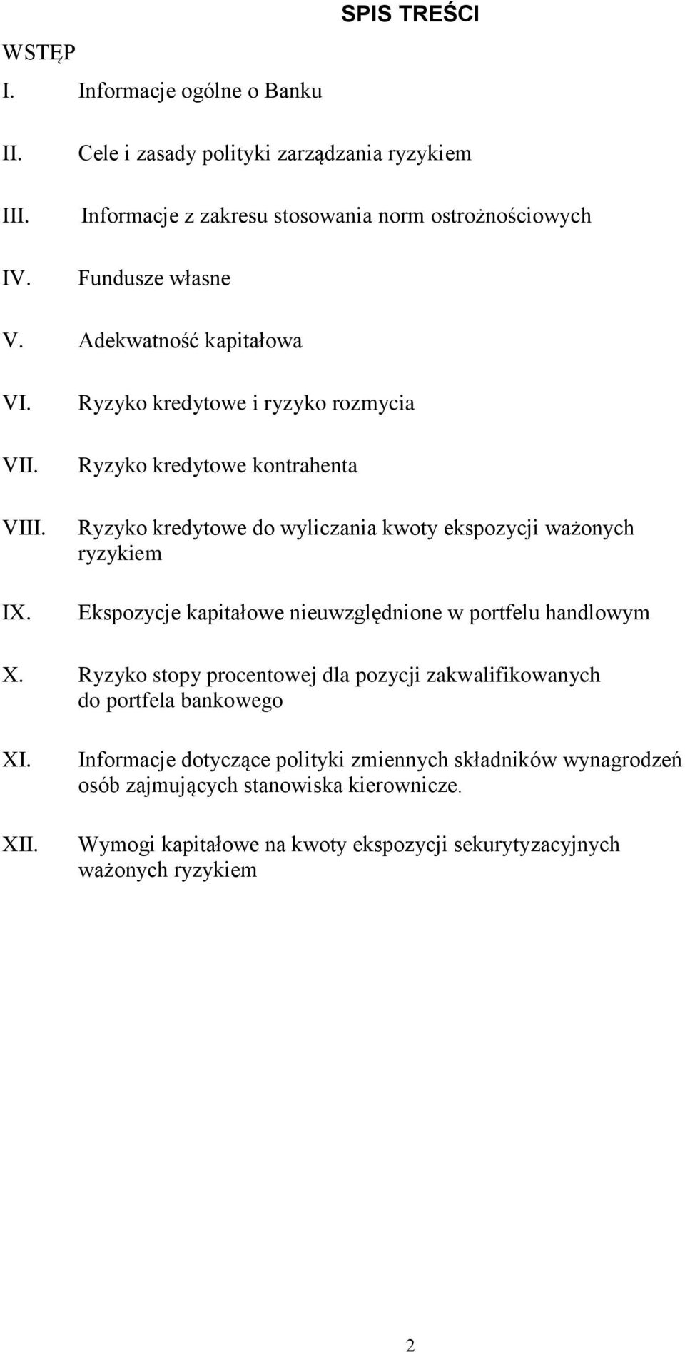 Ryzyko kredytowe i ryzyko rozmycia Ryzyko kredytowe kontrahenta Ryzyko kredytowe do wyliczania kwoty ekspozycji ważonych ryzykiem Ekspozycje kapitałowe nieuwzględnione