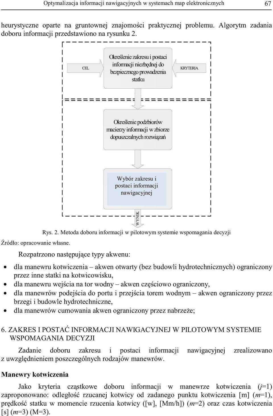 postci informcji wrintu informcji nwigcyjnej nwigcyjnej Rys. 2. Metod doboru informcji w pilotowym systemie wspomgni decyzji ródło: oprcownie włsne.