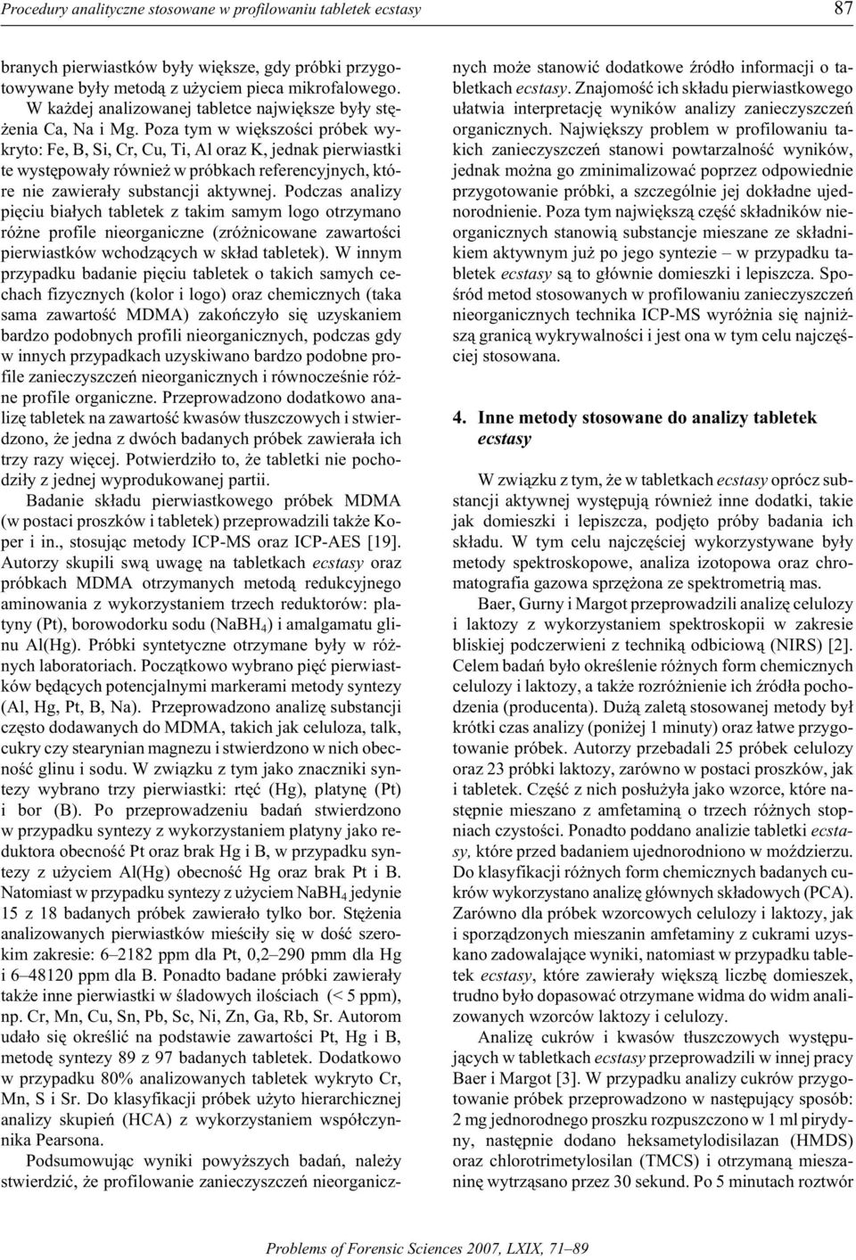 Pza tym w wi êksz œci pr óbek wy - kryt: Fe, B, Si, Cr, Cu, Ti, Al raz K, jed nak pier wiastki te wyst êpwa³y równ ie w prób kach referen cyjnych, któ - re nie zawiera³y substancji aktywnej.