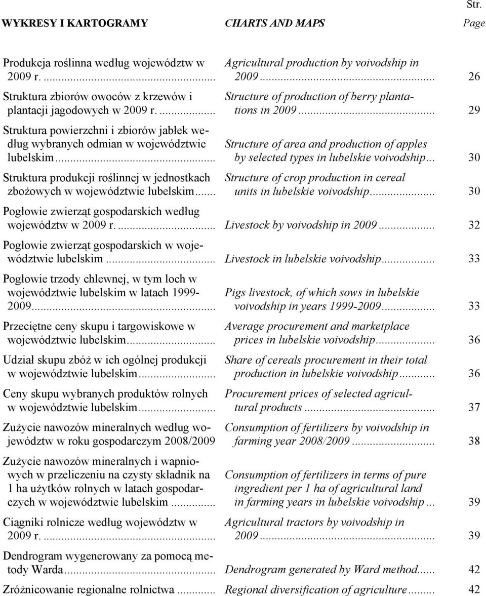 .. Agricultural production by voivodship in 2009... 26 Structure of production of berry plantations in 2009... 29 Structure of area and production of apples by selected types in lubelskie voivodship.