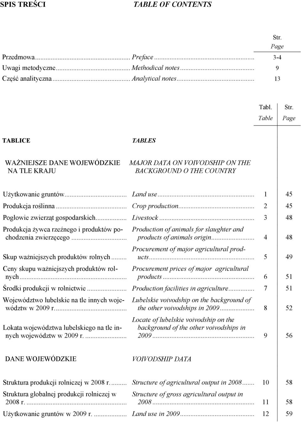.. 2 45 Pogłowie zwierząt gospodarskich... Livestock... 3 48 Produkcja żywca rzeźnego i produktów pochodzenia zwierzęcego... Skup ważniejszych produktów rolnych.