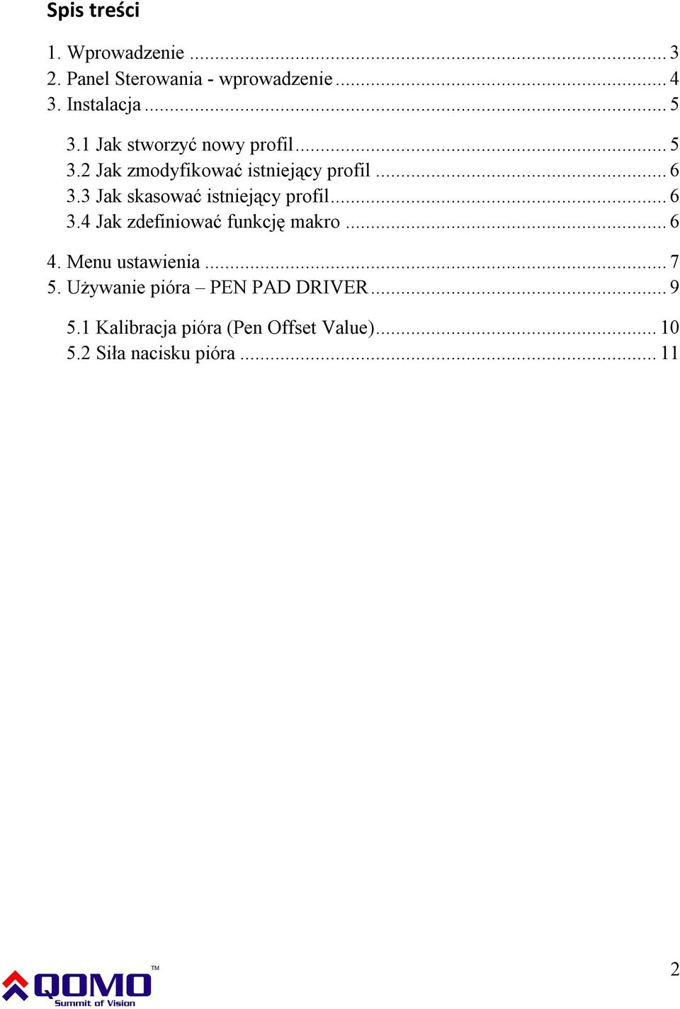3 Jak skasować istniejący profil... 6 3.4 Jak zdefiniować funkcję makro... 6 4. Menu ustawienia.