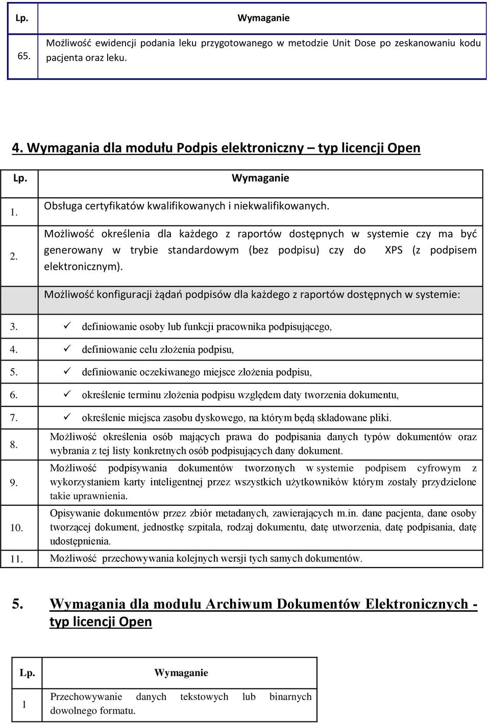 Mżliwść kreślenia dla każdeg z raprtów dstępnych w systemie czy ma być generwany w trybie standardwym (bez pdpisu) czy d XPS (z pdpisem elektrnicznym).