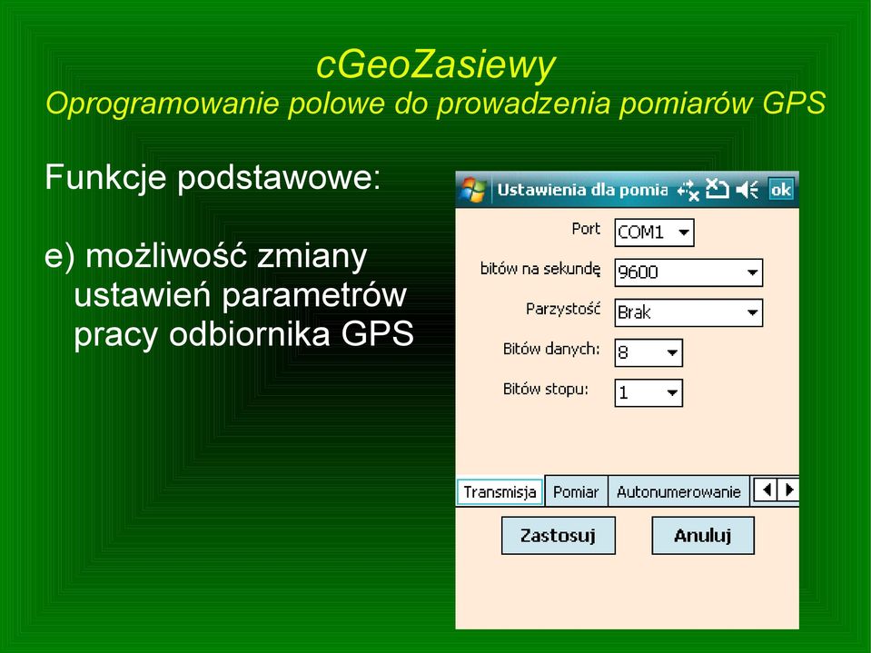 ustawień parametrów