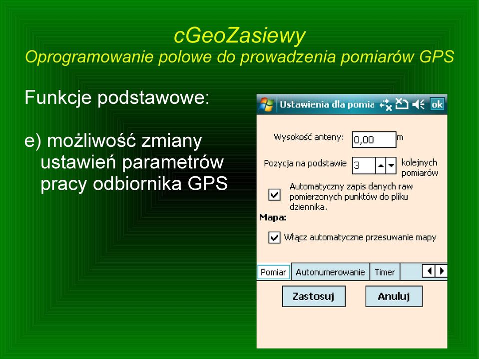 ustawień parametrów