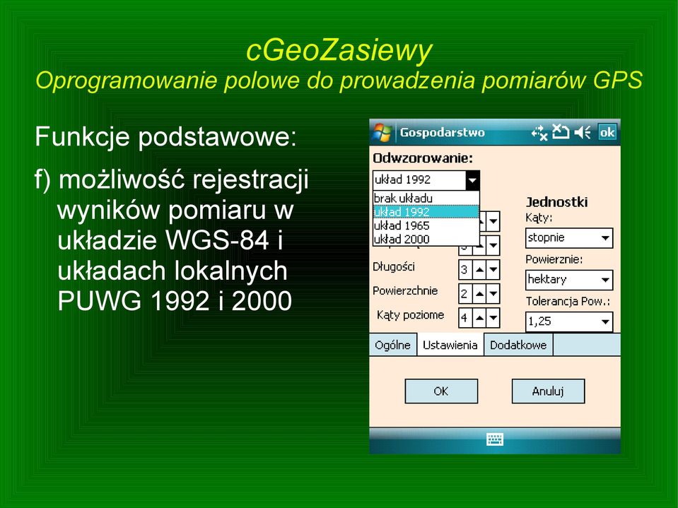 wyników pomiaru w układzie
