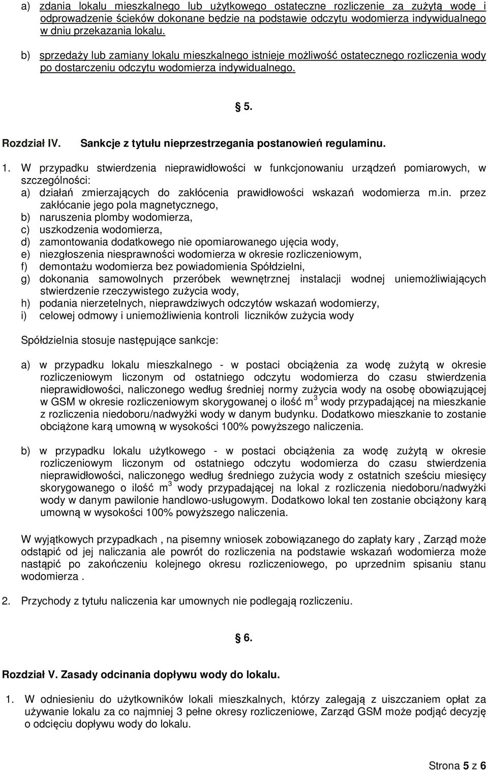 Sankcje z tytułu nieprzestrzegania postanowień regulaminu. 1.