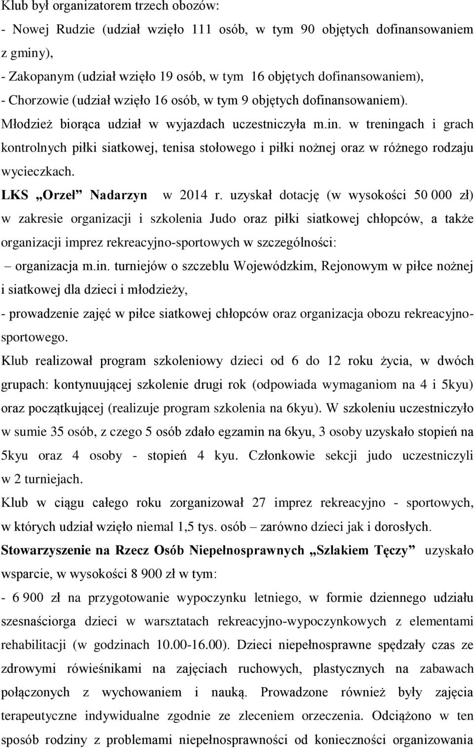 LKS Orzeł Nadarzyn w 2014 r.