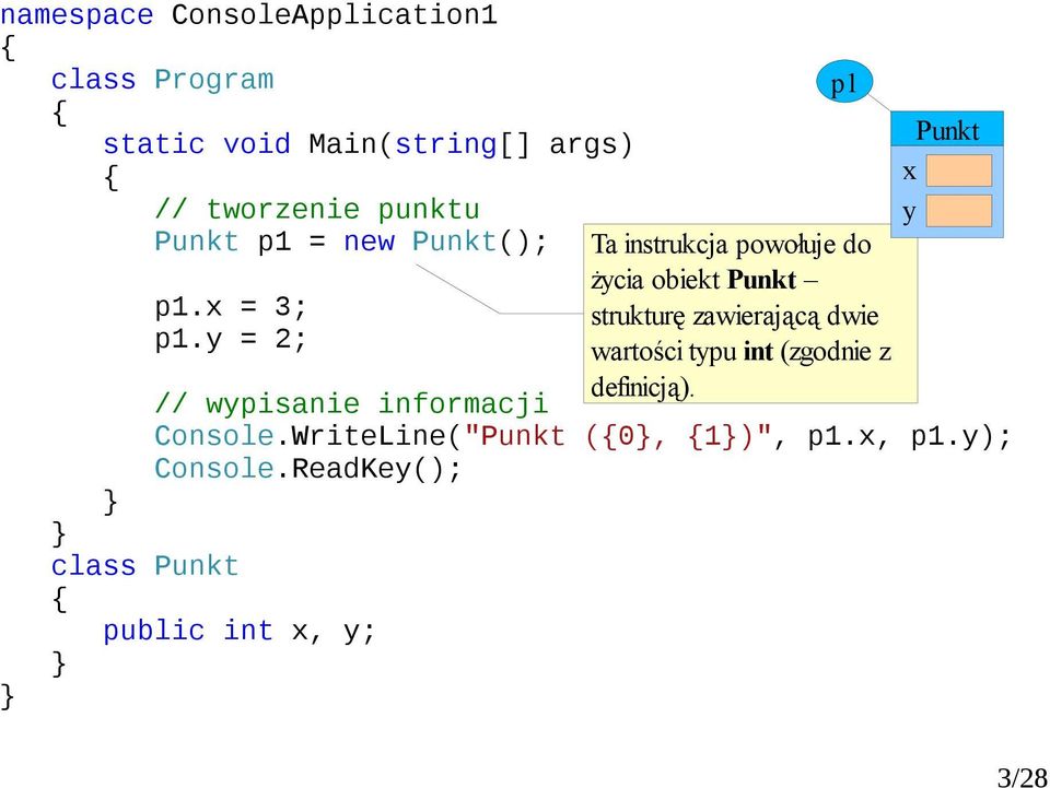 WriteLine(" (0, 1)", p1., p1.); Console.