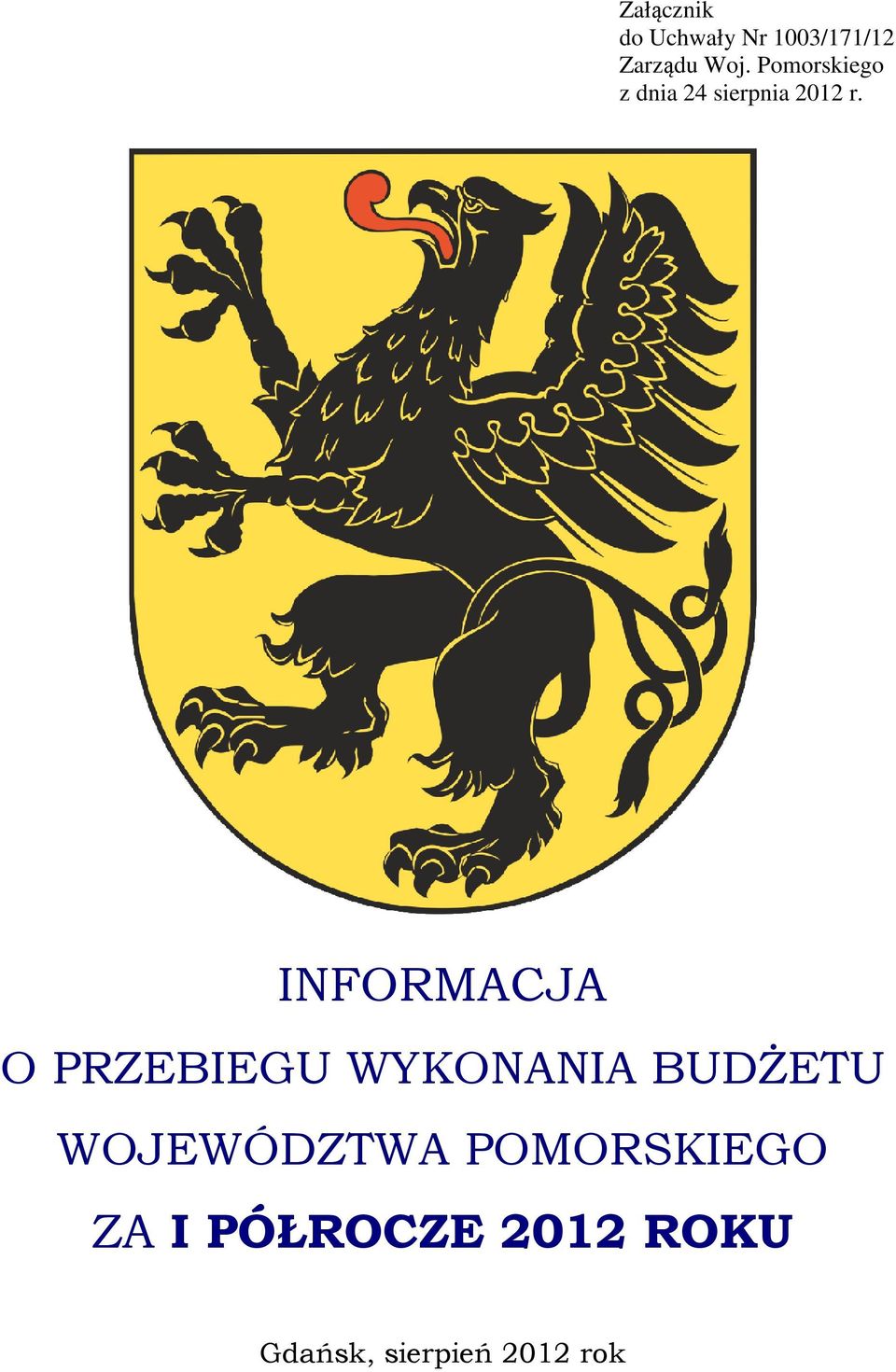 INFORMACJA O PRZEBIEGU WYKONANIA BUDŻETU