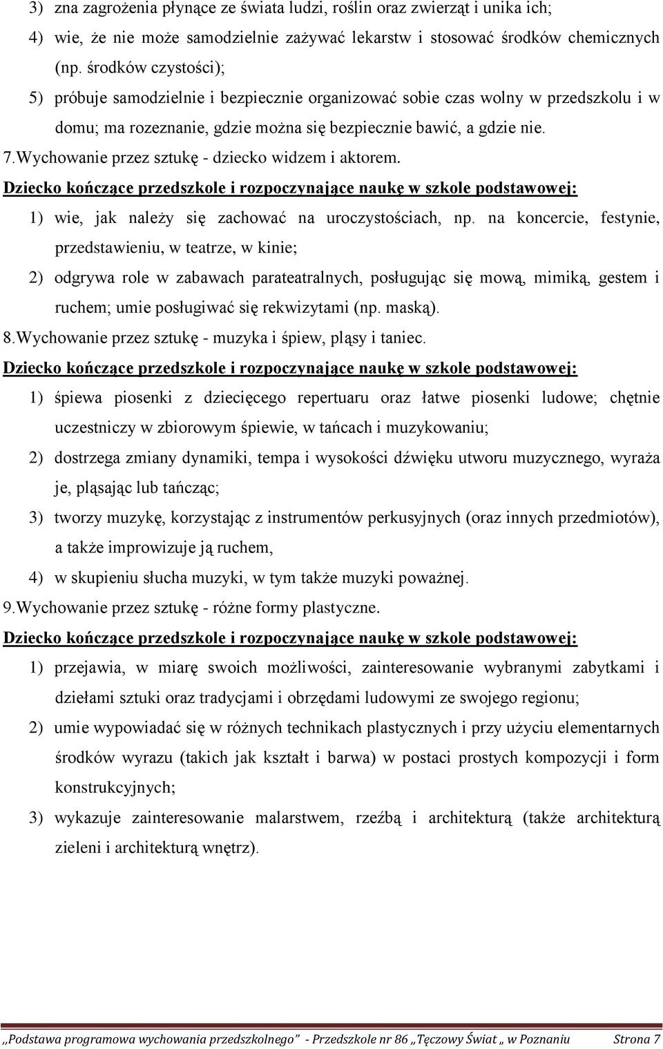 Wychowanie przez sztukę - dziecko widzem i aktorem. 1) wie, jak należy się zachować na uroczystościach, np.