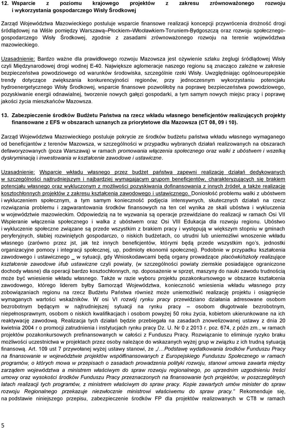zrównoważonego rozwoju na terenie województwa mazowieckiego.