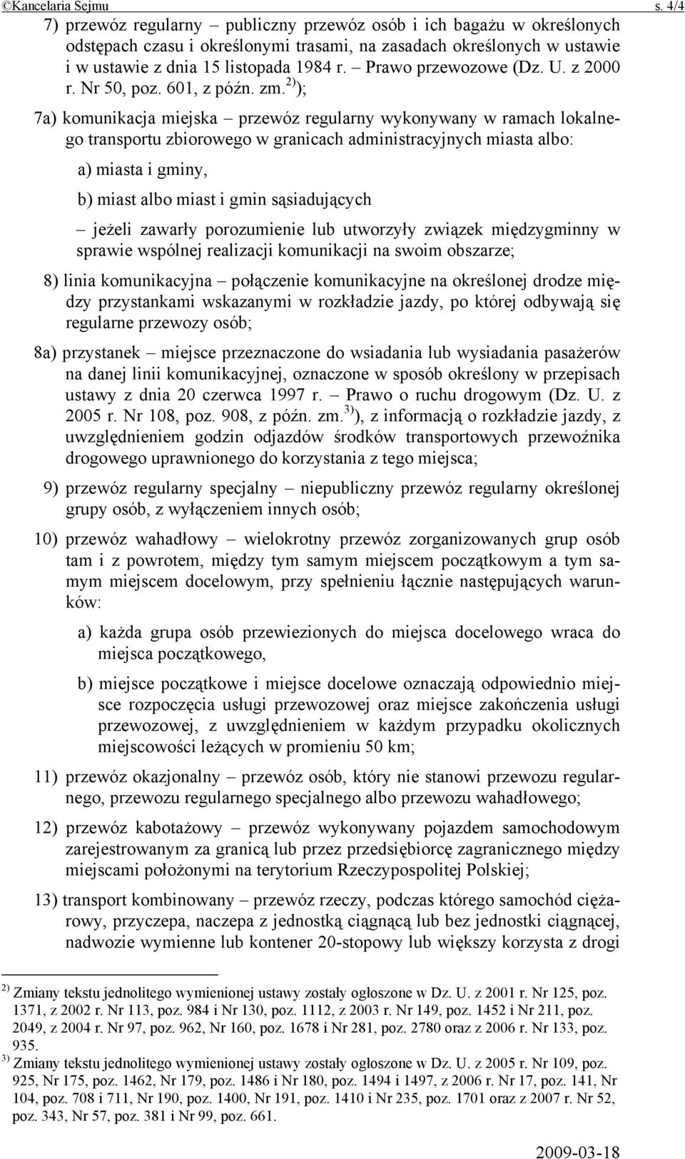 Prawo przewozowe (Dz. U. z 2000 r. Nr 50, poz. 601, z późn. zm.