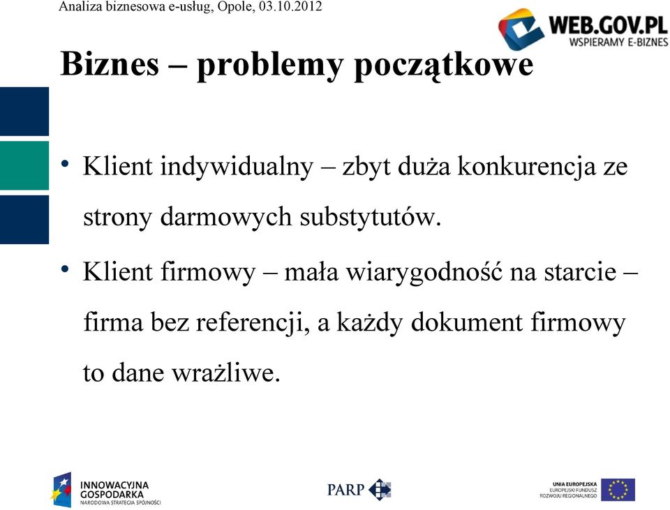 Klient firmowy mała wiarygodność na starcie firma