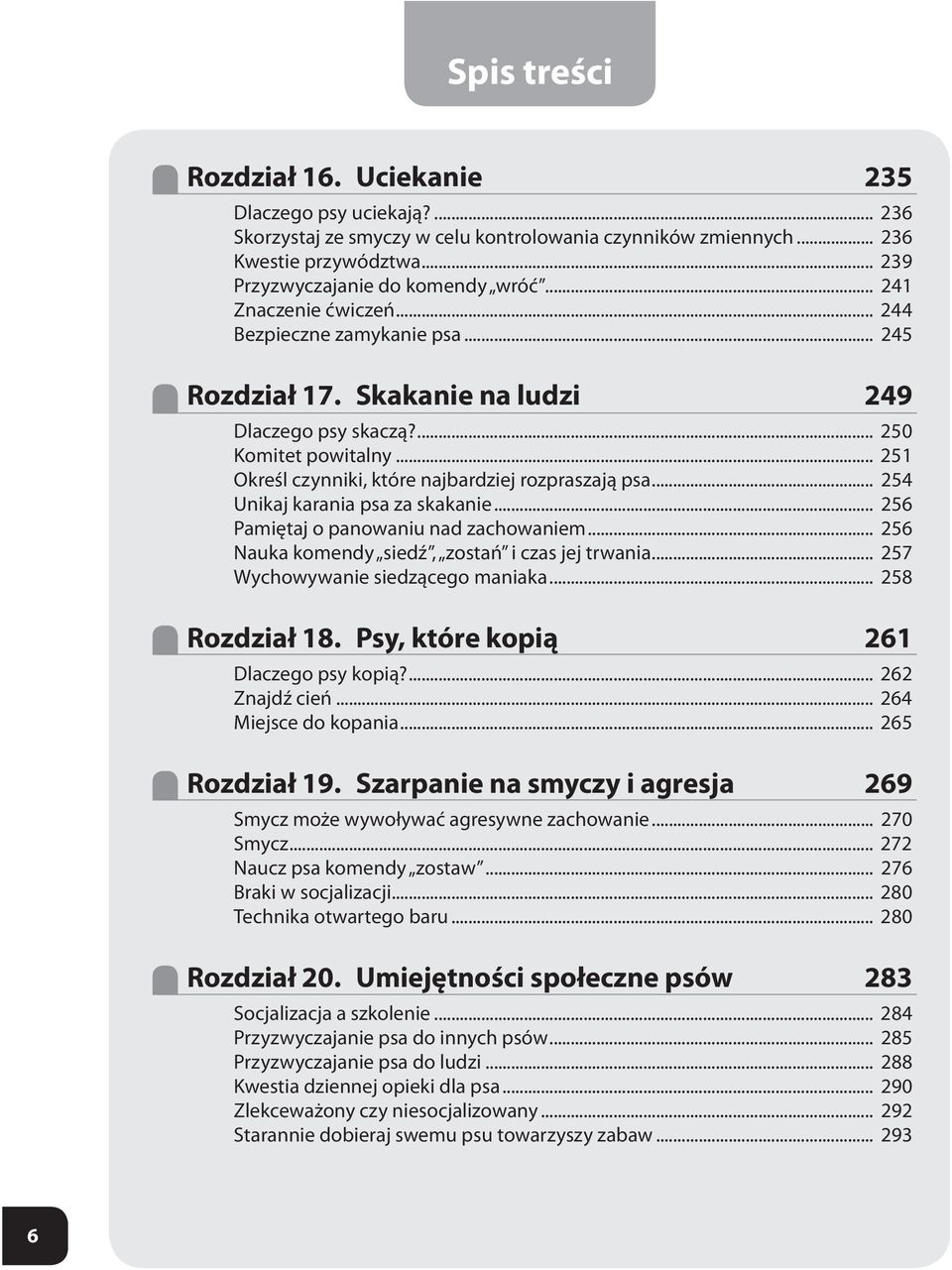 .. 251 Określ czynniki, które najbardziej rozpraszają psa... 254 Unikaj karania psa za skakanie... 256 Pamiętaj o panowaniu nad zachowaniem... 256 Nauka komendy siedź, zostań i czas jej trwania.