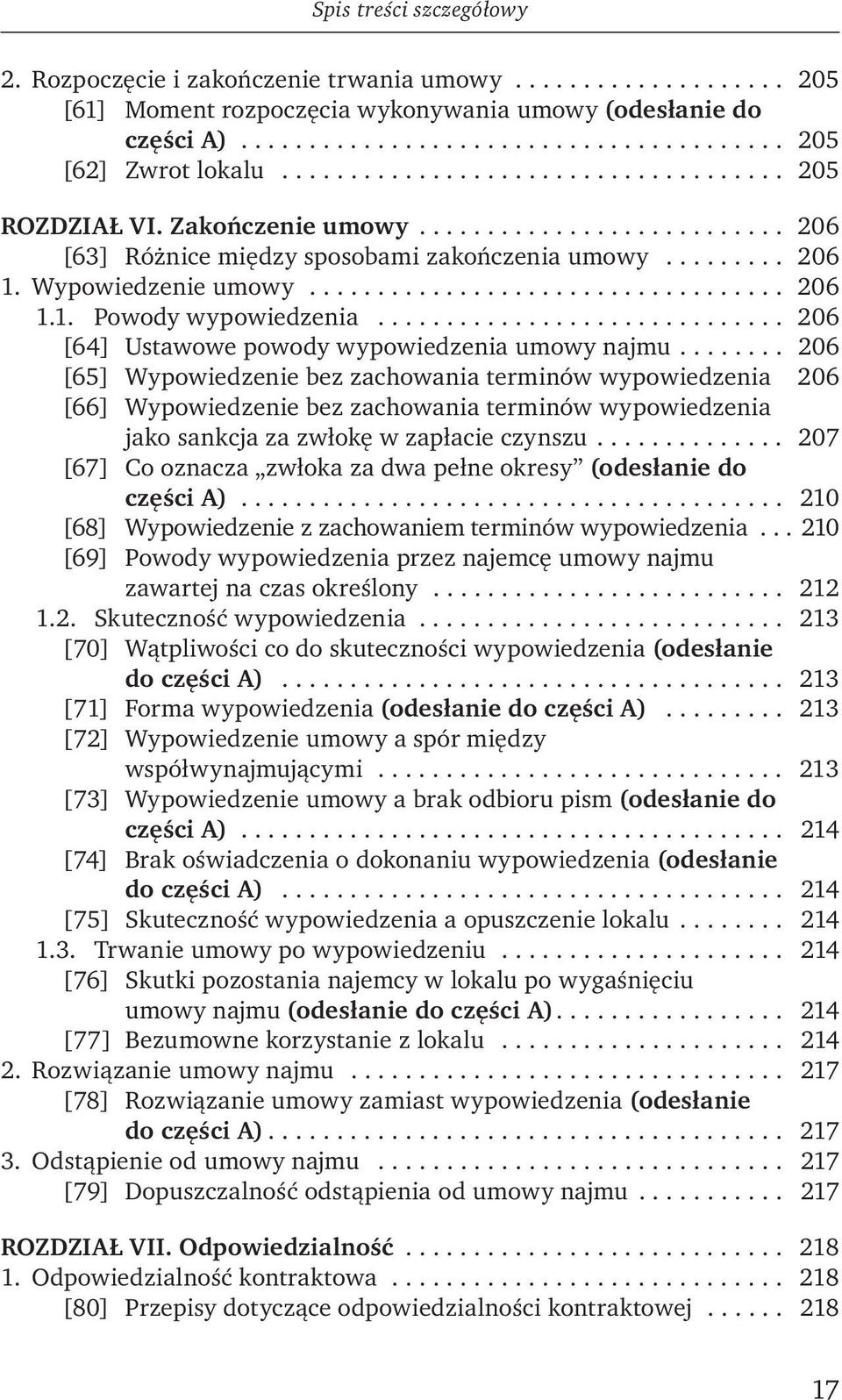 ............................. 206 [64] Ustawowe powody wypowiedzenia umowy najmu.