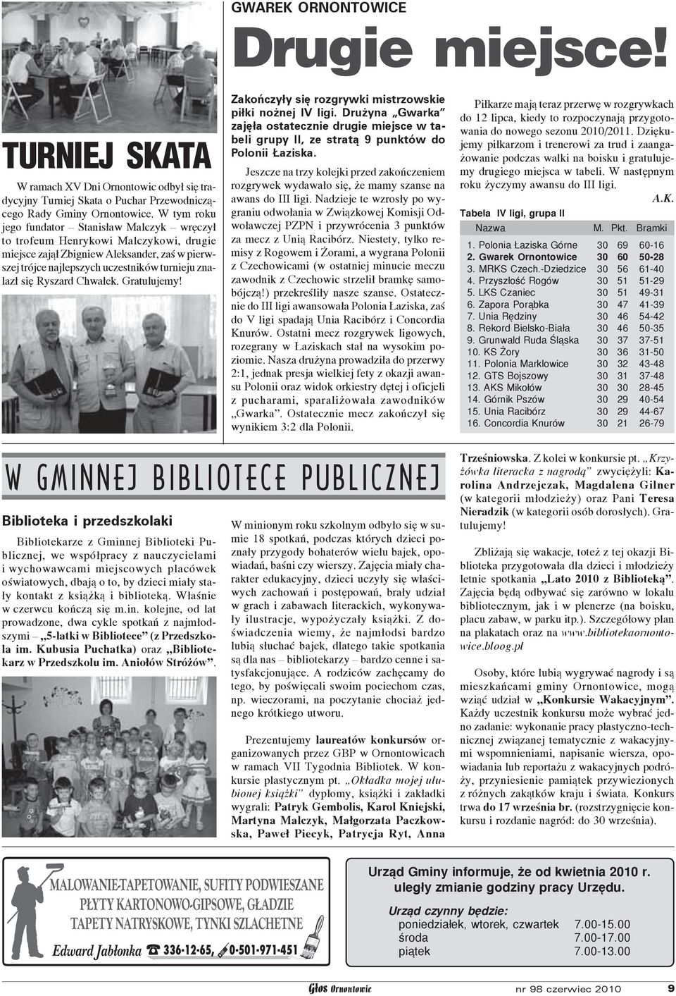 W GMINNEJ BIBLIOTECE PUBLICZNEJ Biblioteka i przedszkolaki MALOWANIE-TAPETOWANIE, SUFITY PODWIESZANE P YTY