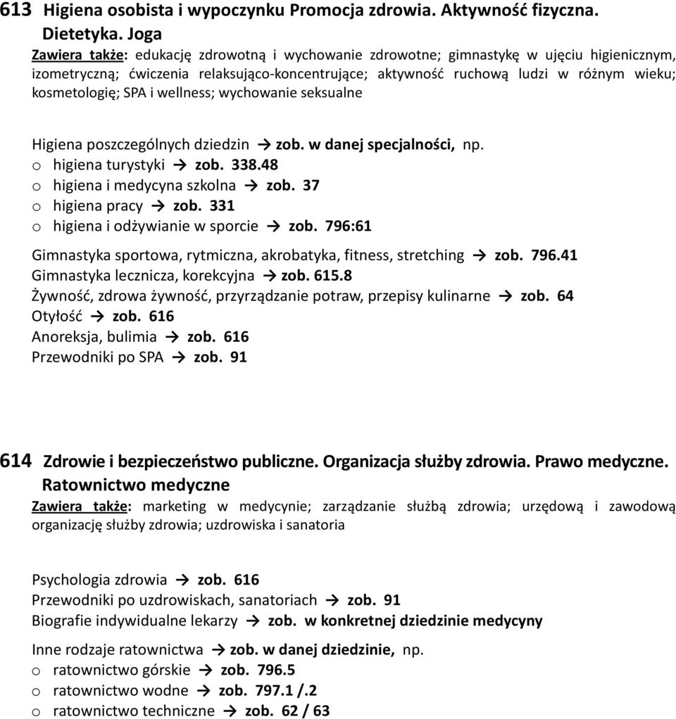 kosmetologię; SPA i wellness; wychowanie seksualne Higiena poszczególnych dziedzin zob. w danej specjalności, np. o higiena turystyki zob. 338.48 o higiena i medycyna szkolna zob.