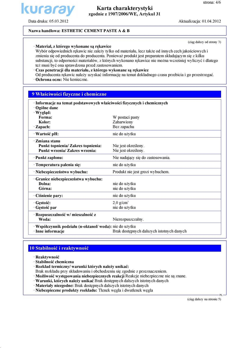 Ponieważ produkt jest preparatem składającym się z kilku substancji, to odporności materiałów, z których wykonano rękawice nie można wcześniej wyliczyć i dlatego też musi być ona sprawdzona przed