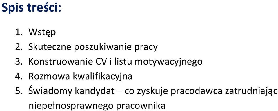 Konstruowanie CV i listu motywacyjnego 4.