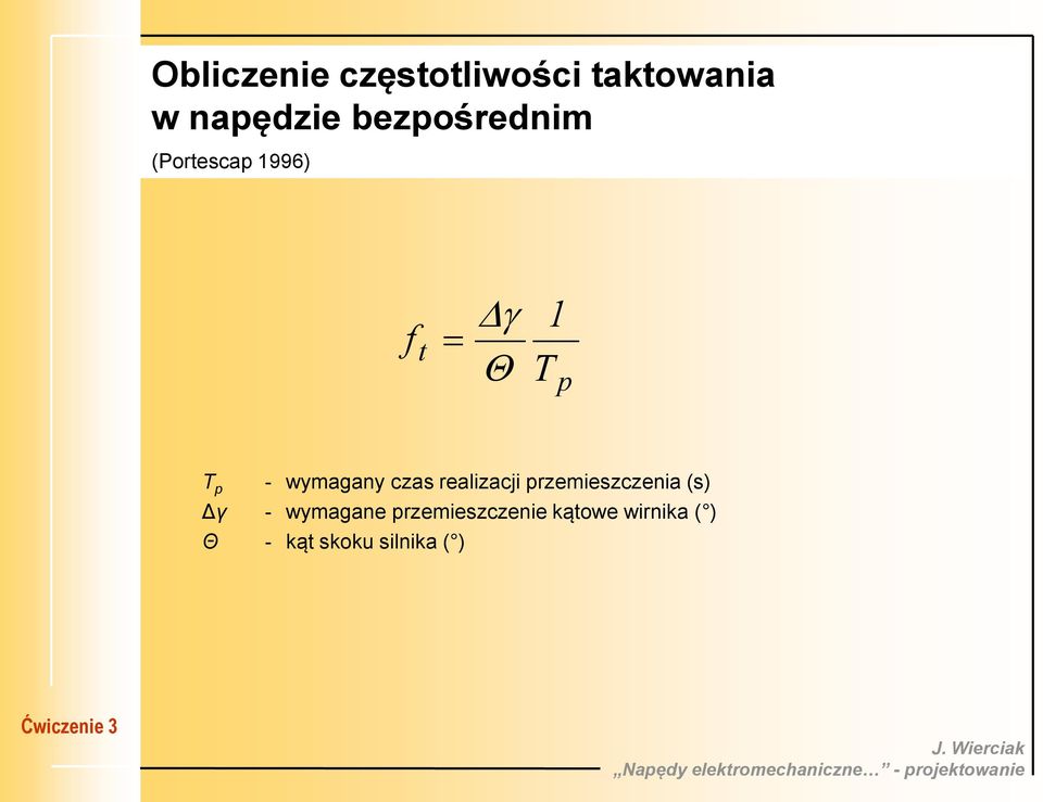 wymagany czas realizacji przemieszczenia (s) Δγ -