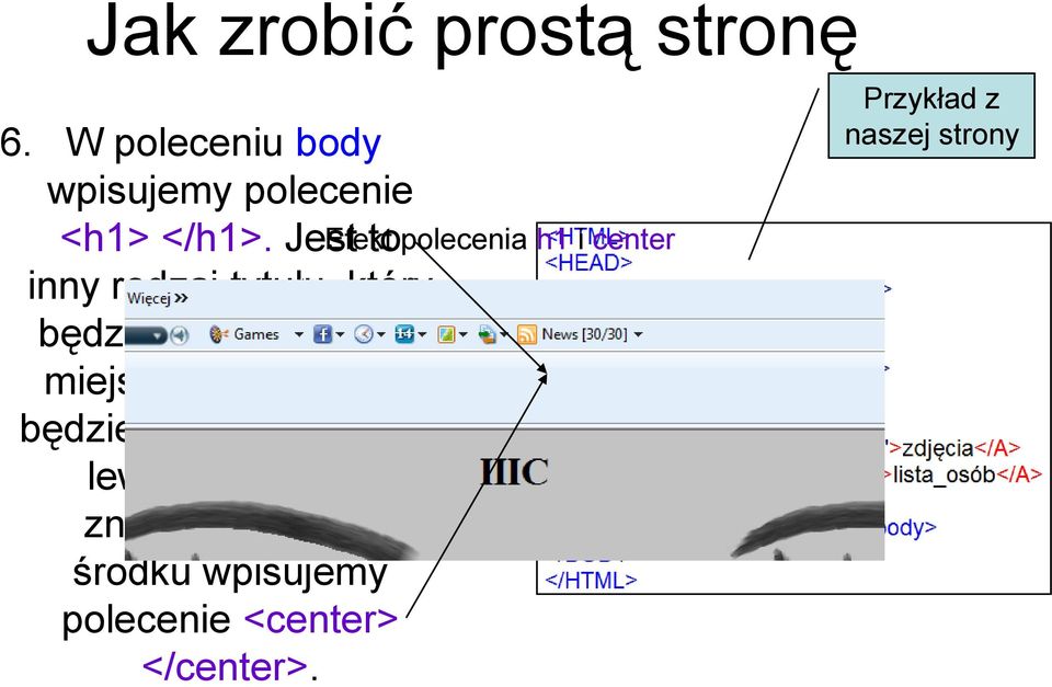 Tutuł jednak będzie znajdował się po lewej, więc żeby znajdował się na środku