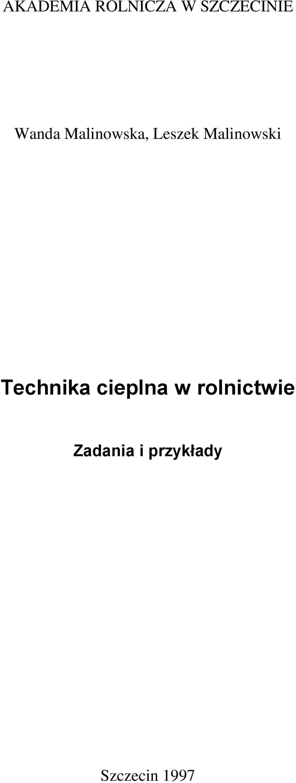 Malinowski Technika cieplna w