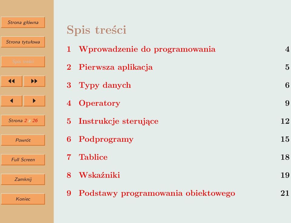 26 5 Instrukcje sterujące 12 6 Podprogramy 15 7