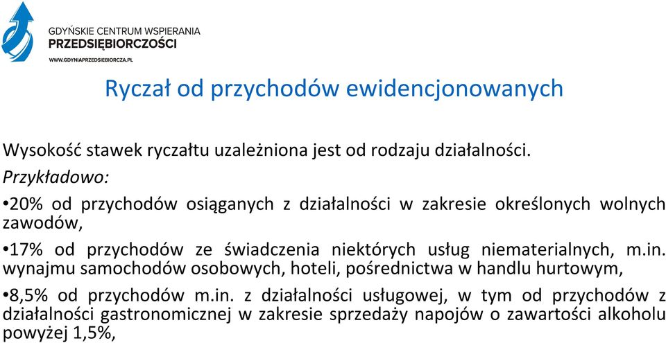 świadczenia niektórych usług niematerialnych, m.in.