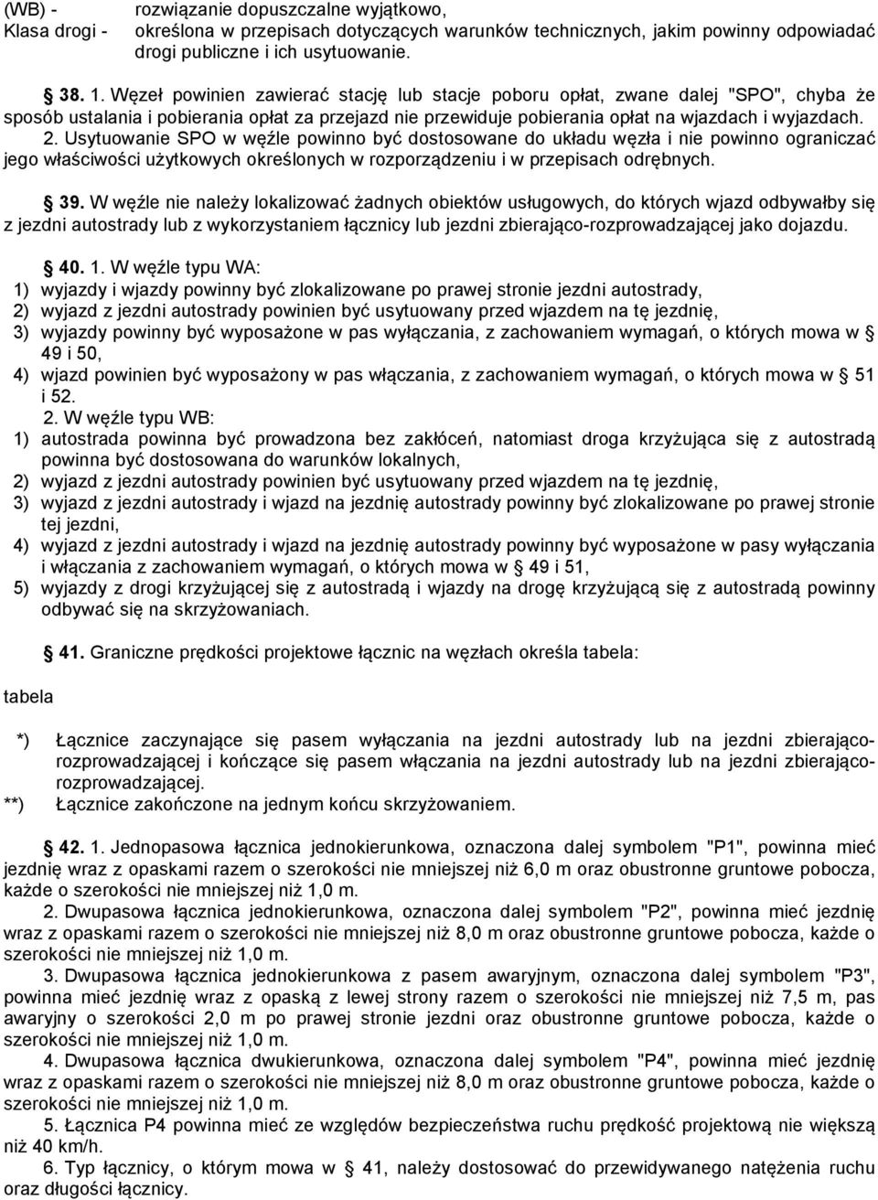 Usytuowanie SPO w węźle powinno być dostosowane do układu węzła i nie powinno ograniczać jego właściwości użytkowych określonych w rozporządzeniu i w przepisach odrębnych. 39.