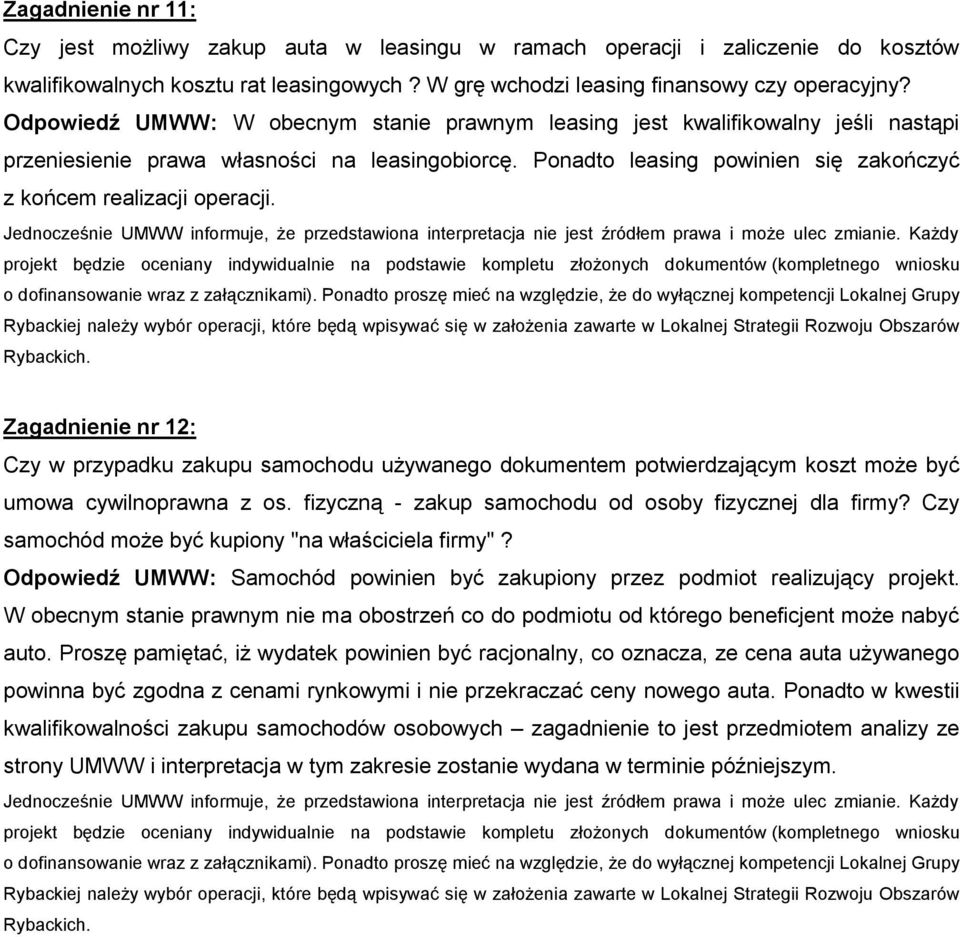 Zagadnienie nr 12: Czy w przypadku zakupu samochodu używanego dokumentem potwierdzającym koszt może być umowa cywilnoprawna z os. fizyczną - zakup samochodu od osoby fizycznej dla firmy?