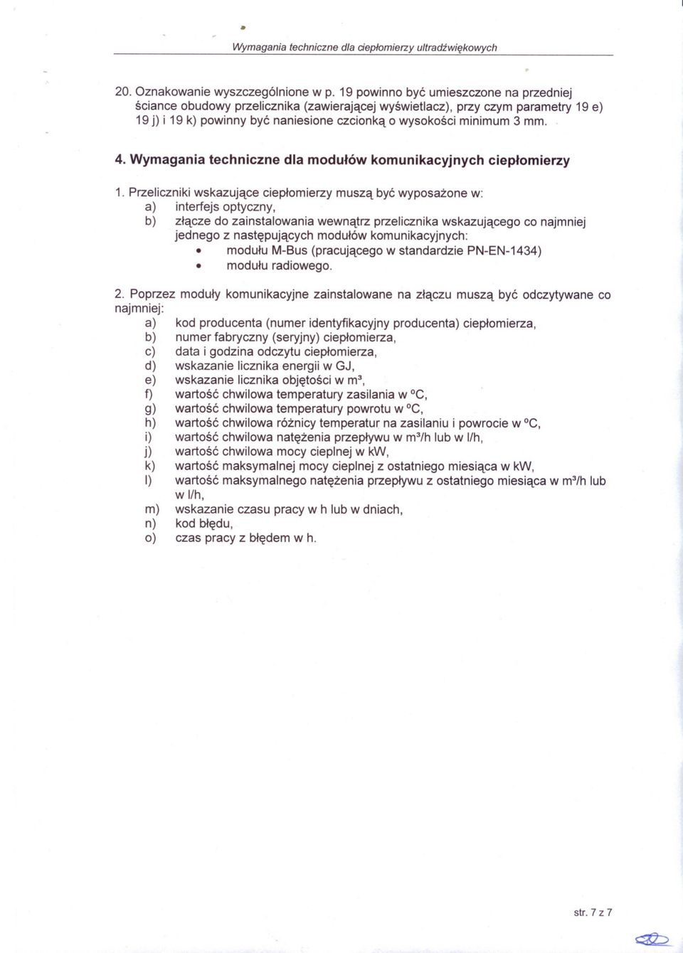 Wymagania techniczne dla modulów komunikacyjnych cieplomierzy 1.