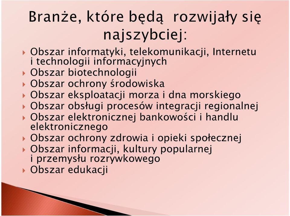 integracji regionalnej Obszar elektronicznej bankowości i handlu elektronicznego Obszar ochrony