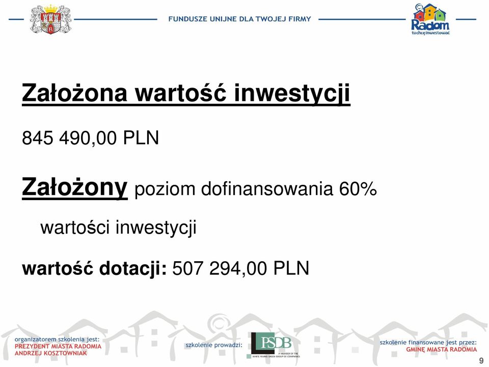 dofinansowania 60% wartości