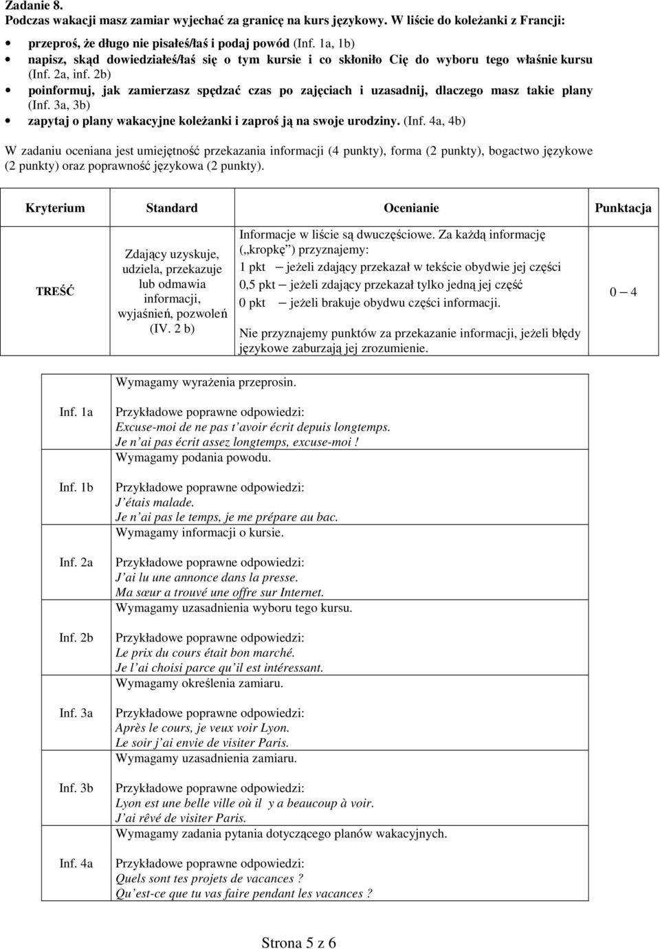 2b) poinformuj, jak zamierzasz spędzać czas po zajęciach i uzasadnij, dlaczego masz takie plany (Inf.