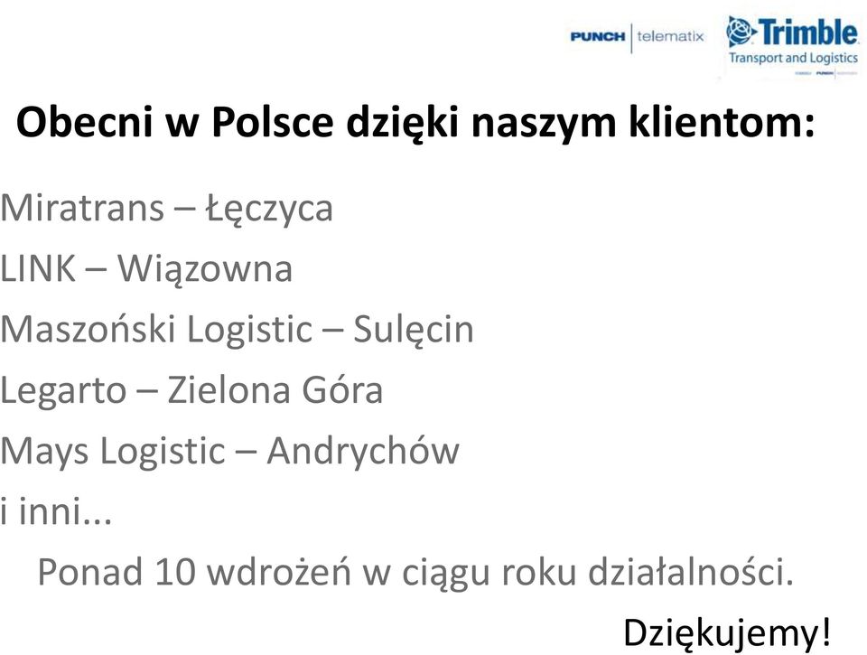 Legarto Zielona Góra Mays Logistic Andrychów i inni.