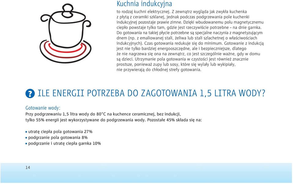 Do gotowania na takiej płycie potrzebne są specjalne naczynia z magnetyzującym dnem (np. z emaliowanej stali, żeliwa lub stali szlachetnej o właściwościach indukcyjnych).