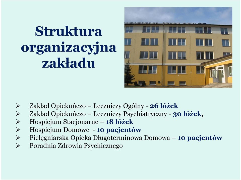 Hospicjum Stacjonarne 18 łóżek Hospicjum Domowe - 10 pacjentów