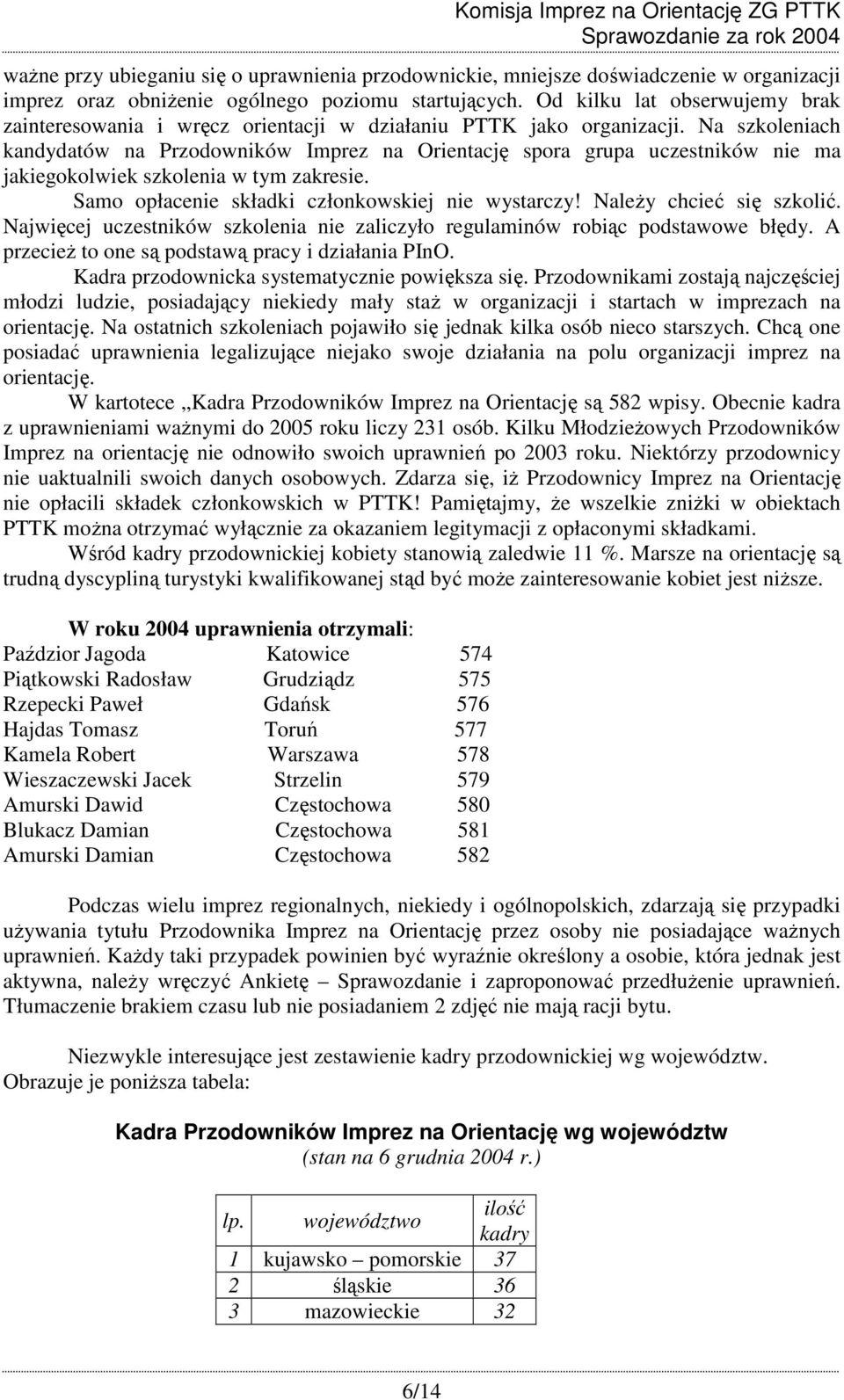 Na szkoleniach kandydatów na Przodowników Imprez na Orientację spora grupa uczestników nie ma jakiegokolwiek szkolenia w tym zakresie. Samo opłacenie składki członkowskiej nie wystarczy!