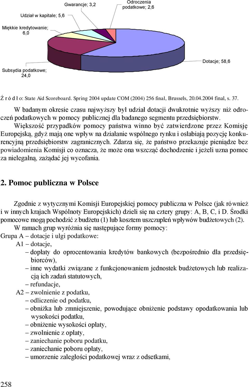 W badanym okresie czasu najwyższy był udział dotacji dwukrotnie wyższy niż odroczeń podatkowych w pomocy publicznej dla badanego segmentu przedsiębiorstw.