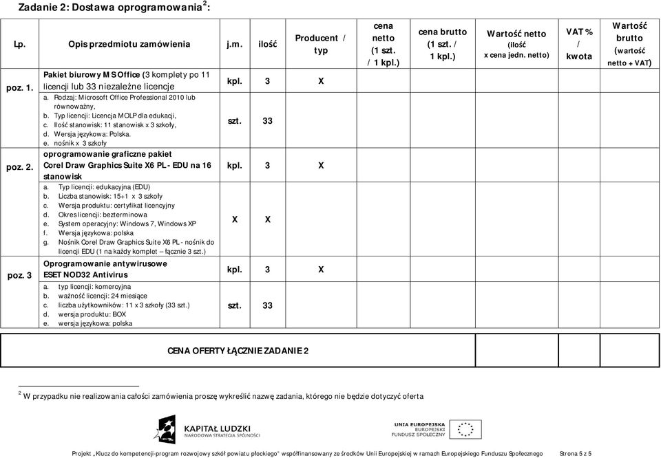 ukacji, c. Ilo stanowisk: 11 stanowisk x 3 szko y, d. Wersja j zykowa: Polska. e. no nik x 3 szko y oprogramowanie graficzne pakiet Corel Draw Graphics Suite X6 PL - EDU na 16 stanowisk a.