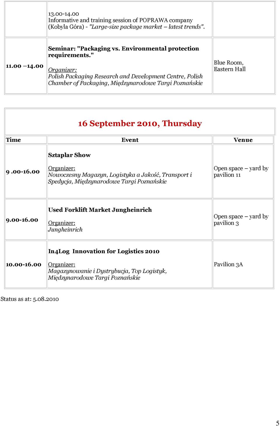 package market latest trends". 11.00 14.00 Seminar: "Packaging vs.